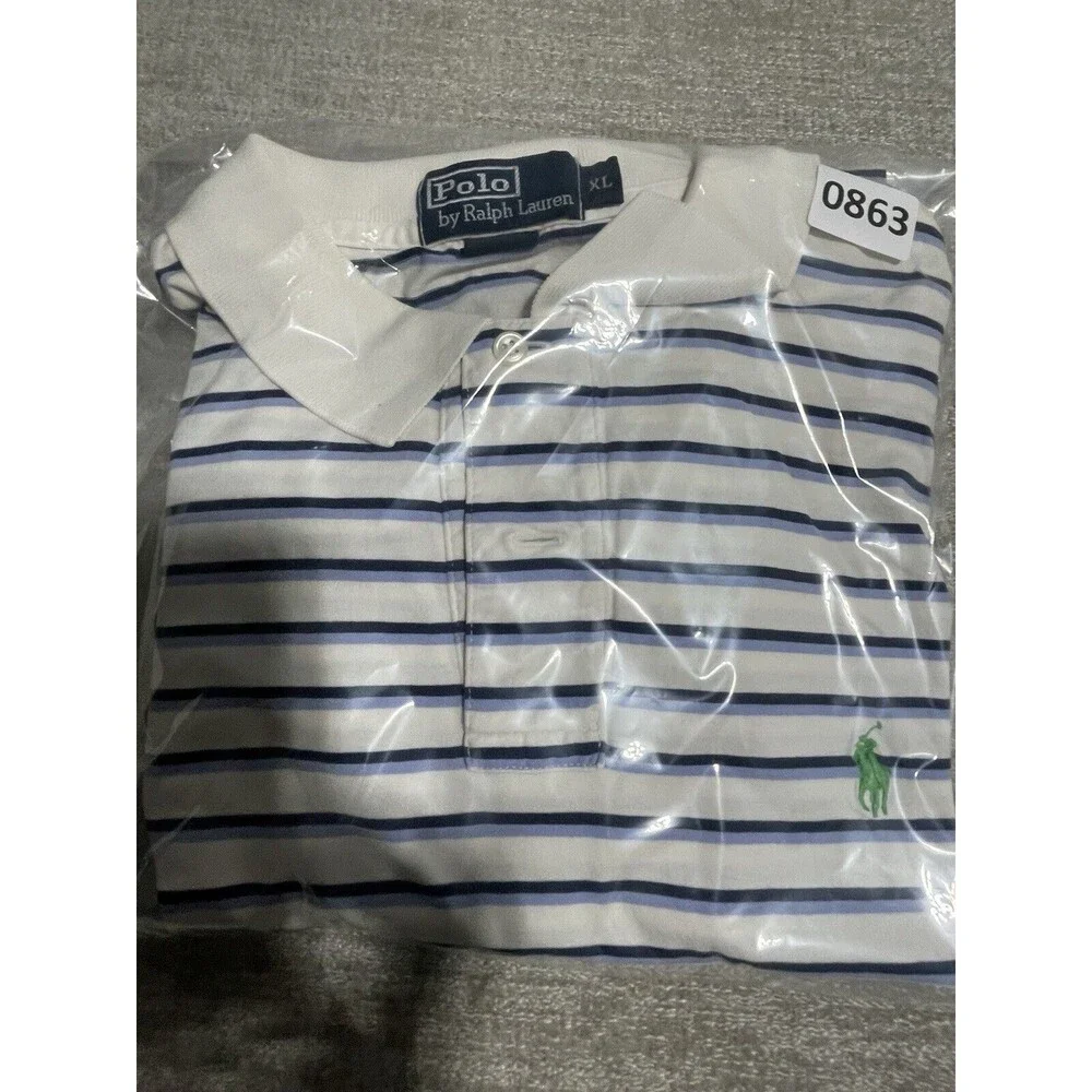 Polo By Ralph Lauren Polo Shirt Men’s Xtra Large White Stripes Cotton